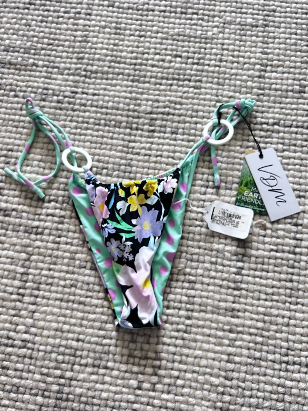 VDM The Label Reversible Floral O Ring Bikini Bottom NWT
